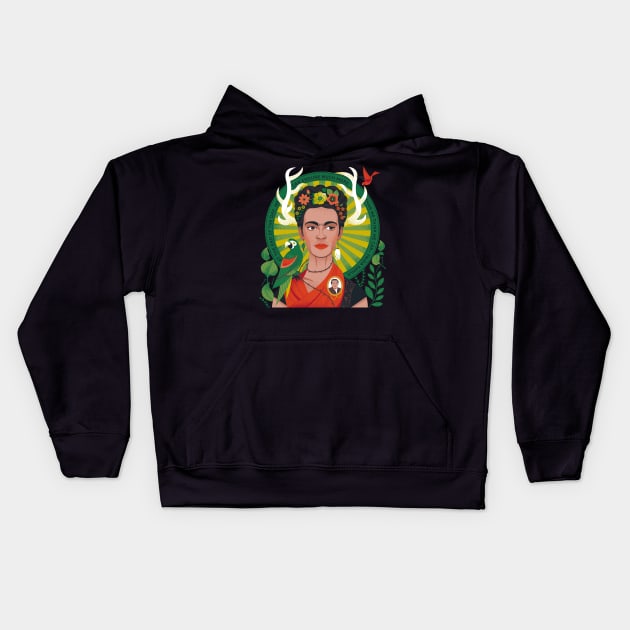 Frida! Kids Hoodie by Lucie Rice Illustration and Design, LLC